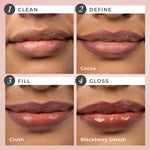 Silky Sculpt in Cocoa Crush - Applications Steps of Clean, Define, Fill, and Gloss 