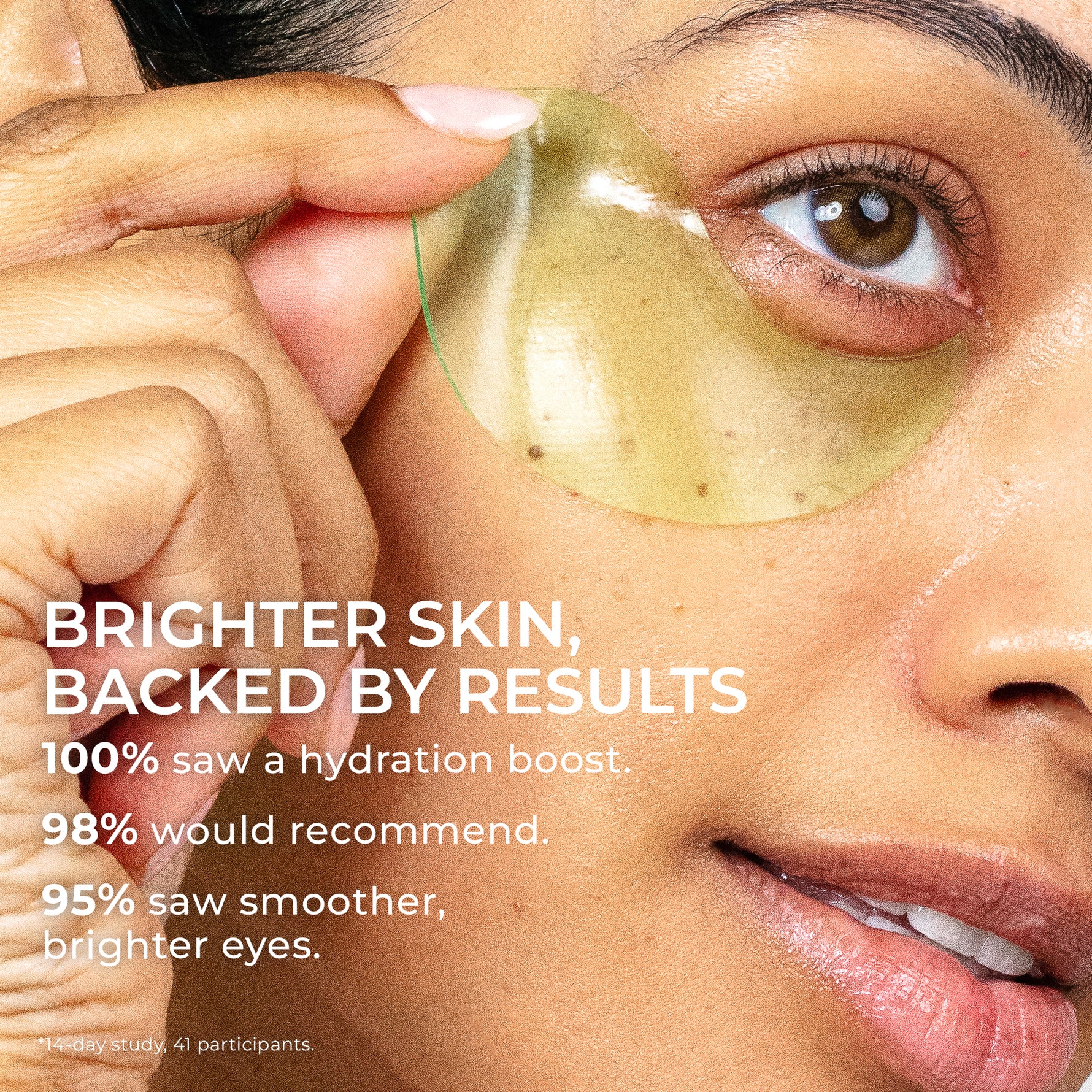 Four-panel ingredient graphic highlighting Hemp Seed Oil, Green Tea Extract, Cucumber Extract, and Niacinamide used in Mellow Eyes Hydrogel Eye Patches