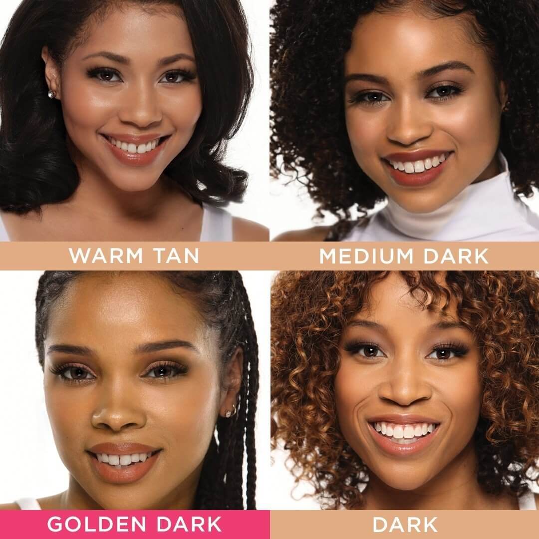 models with golden dark foundation